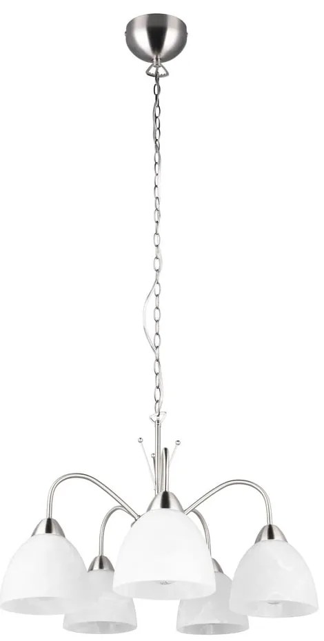 Бяло-сребристо висящо осветително тяло със стъклен абажур ø 55 cm Dobby – Trio