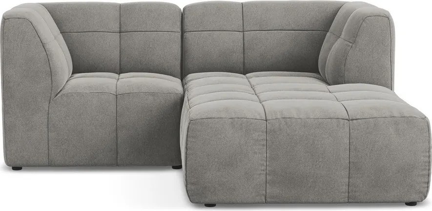 Сив кадифен ъглов диван (десен ъгъл) Aloha – Makamii