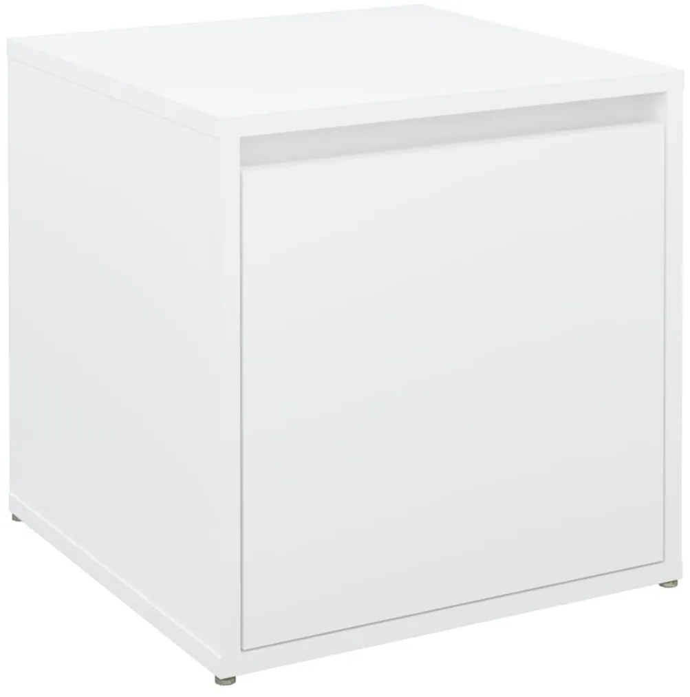 808774 vidaXL Кутия с чекмедже, бяла, 40,5x40x40 см, инженерно дърво