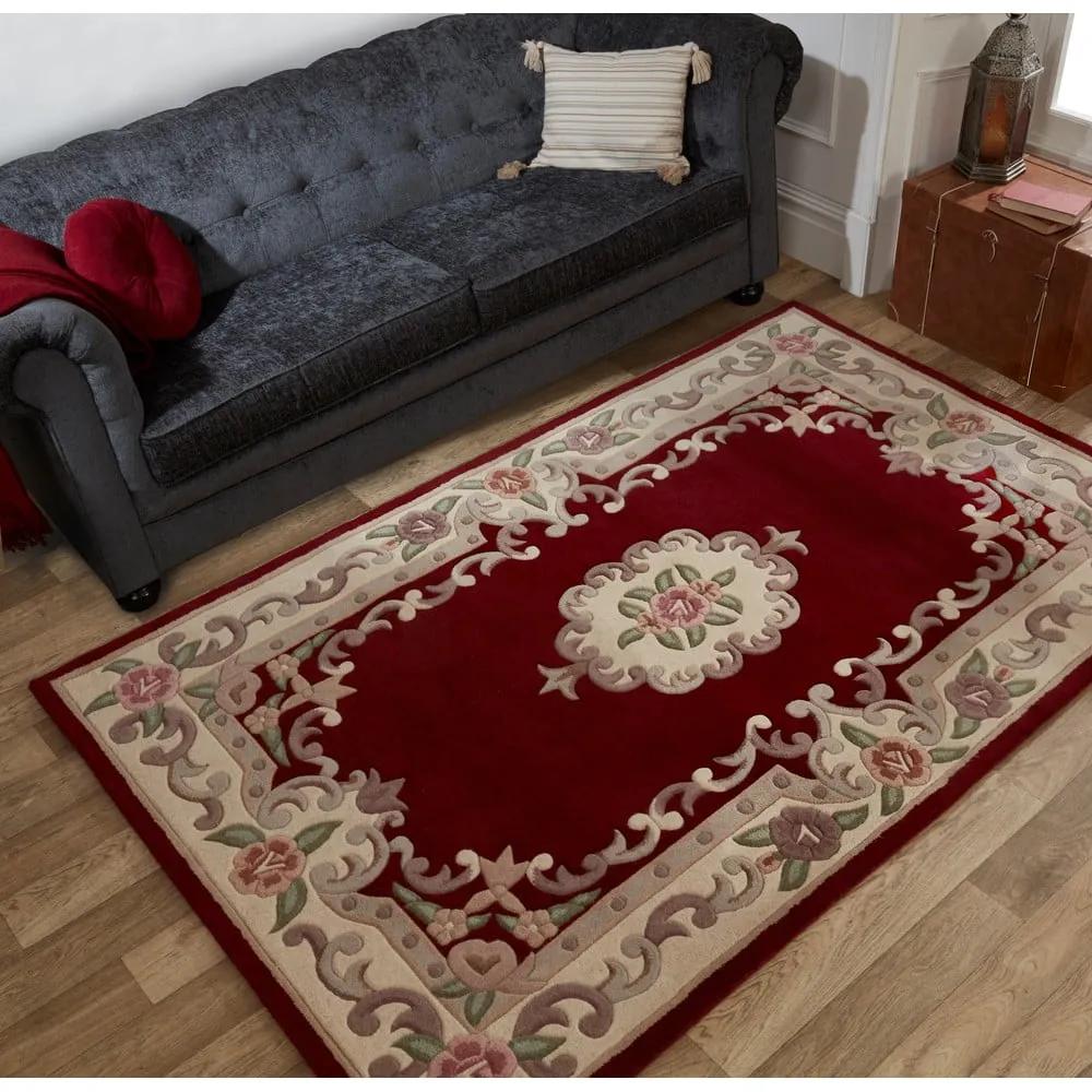 Червен вълнен килим , 120 x 180 cm Aubusson - Flair Rugs