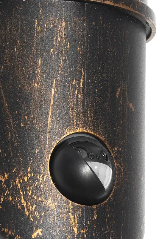 Външна стенна лампа антично злато IP54 с датчик за движение - Kiki