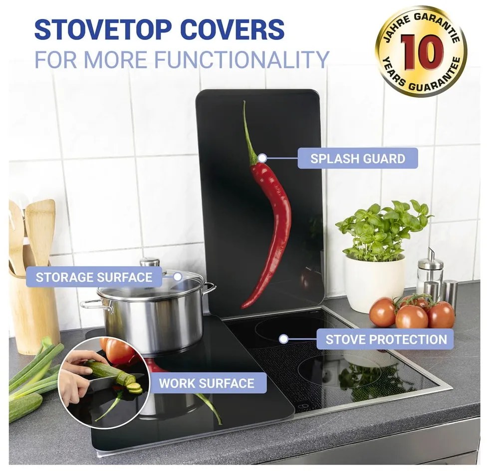 Комплект от 2 стъклени капака за печка , 52 x 30 cm Peperoni - Wenko