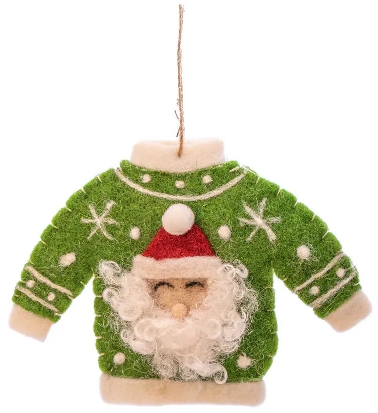 Текстилна ръчно изработена коледна украса 12 cm Santa Jumper – Sass & Belle