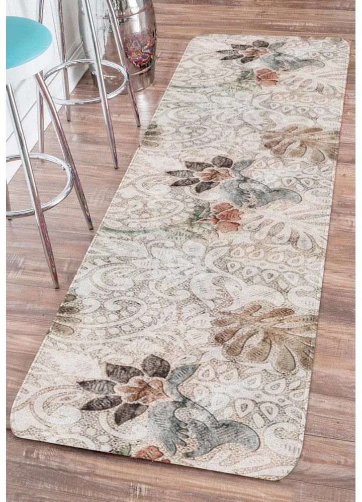 Бежова пътека подходяща за пране 58x240 cm Vintage Garden – Oyo Concept