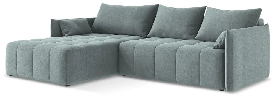 Син разтегателен ъглов диван с място за съхранение (ляв ъгъл) Moku – Makamii