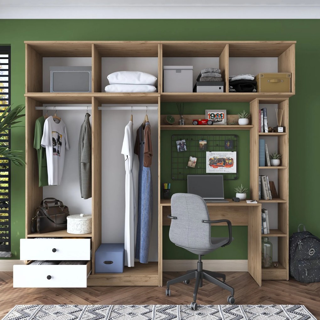 Учебна спалня BA122, цвят Орех Бял