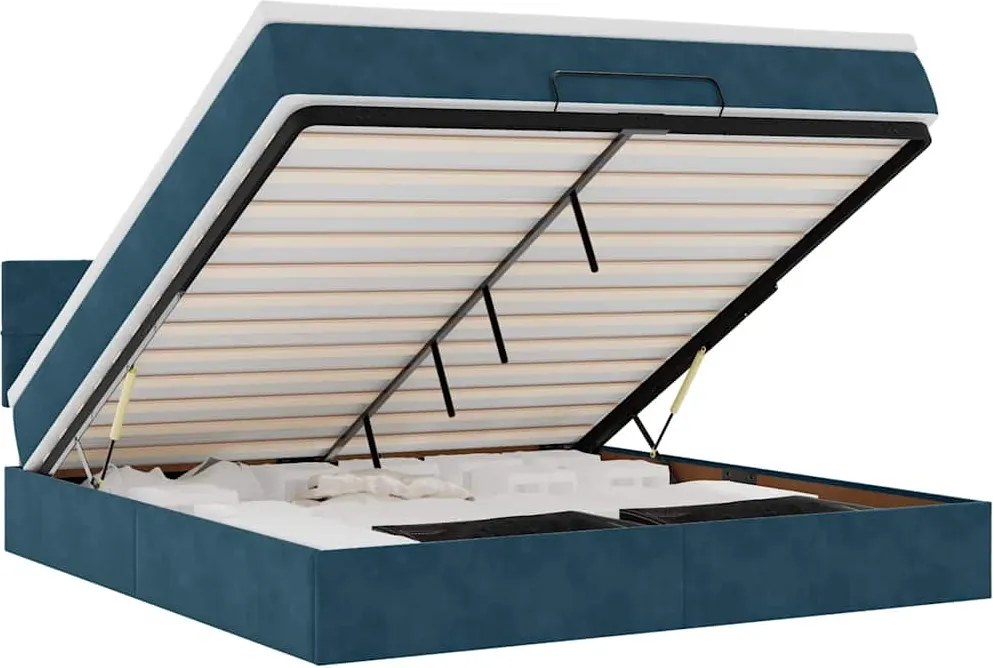 3311793 vidaXL Османска легло с матрак, тъмносиньо, 180x200 см, кадифе