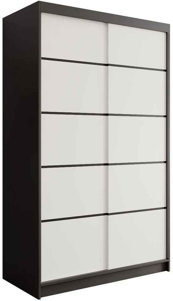 Гардероб Lissa 120 плъзгащ-Черно-Бяло