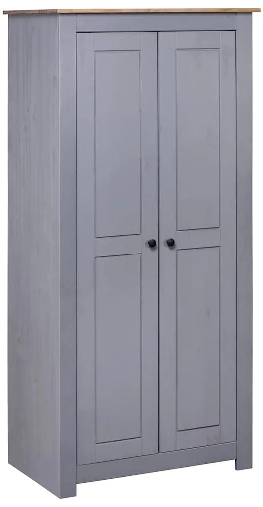 282665 vidaXL Гардероб, сив, 80x50x171,5 см, бор масив, стил Панама
