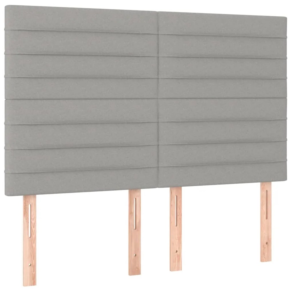 3116470 vidaXL Табла за легло, светло сива, 144x5x118/128 см, плат