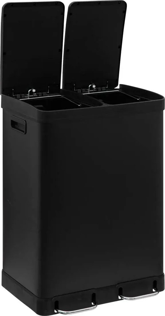 Кош за рециклиране 5five Ariane, Метал, 2x30 L - Черен