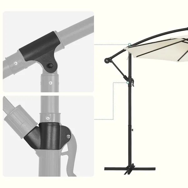 SONGMICS чадър 300 см със стойка UV защита до UPF 50+ - Бежов