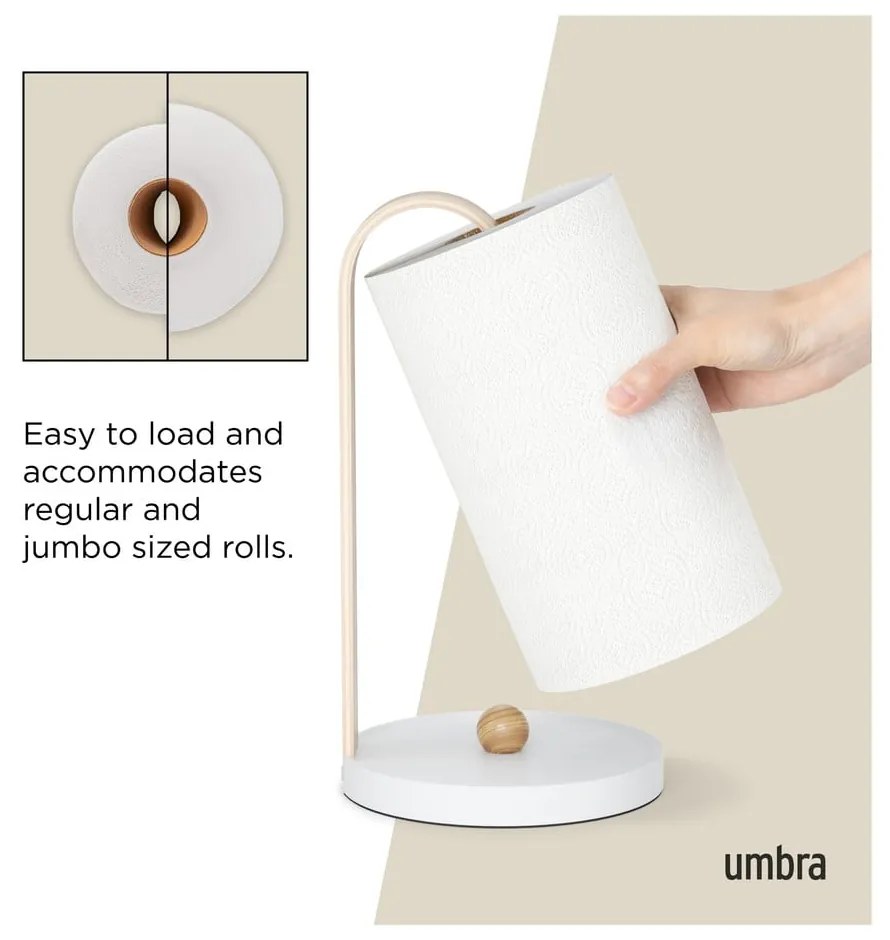 Бяла дървена поставка за хартия ø 17 cm Bellwood - Umbra