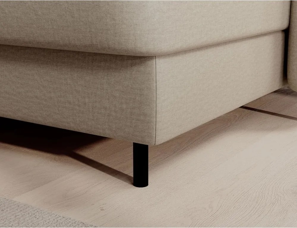 Бежов кадифен разтегателен ъглов диван с място за съхранение (ляв ъгъл U форма) Berrto – ELTAP