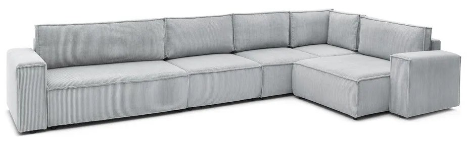 Светлосив ъглов диван от велур, десен ъгъл Nihad modular – Bobochic Paris