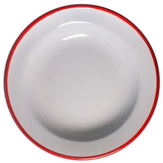 Емайлирана чиния дълбока ф22см крем/червено RETRO-(99/22 105+105)