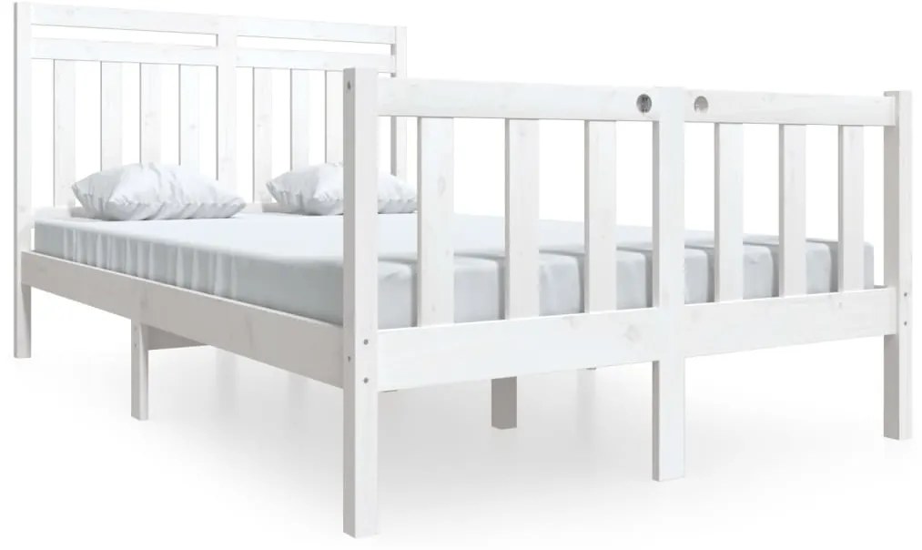3100959 vidaXL Рамка за легло, бяла, масивно дърво, 140х200 см