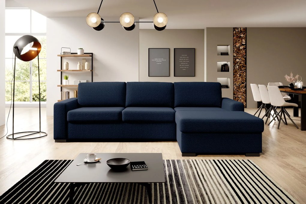 Ъглов Диван Орхидея-Тъмно Синьо-Десен