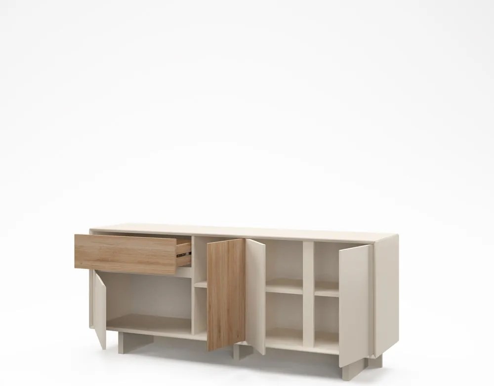 Скрин от дъбов декор В бежов и естествен цвят 180x76x45 cm Carpi – Marckeric