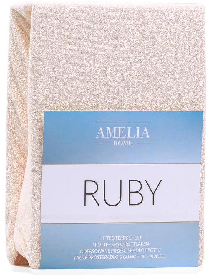 Бежов еластичен чаршаф от тери 160x200 cm Ruby – Restilo