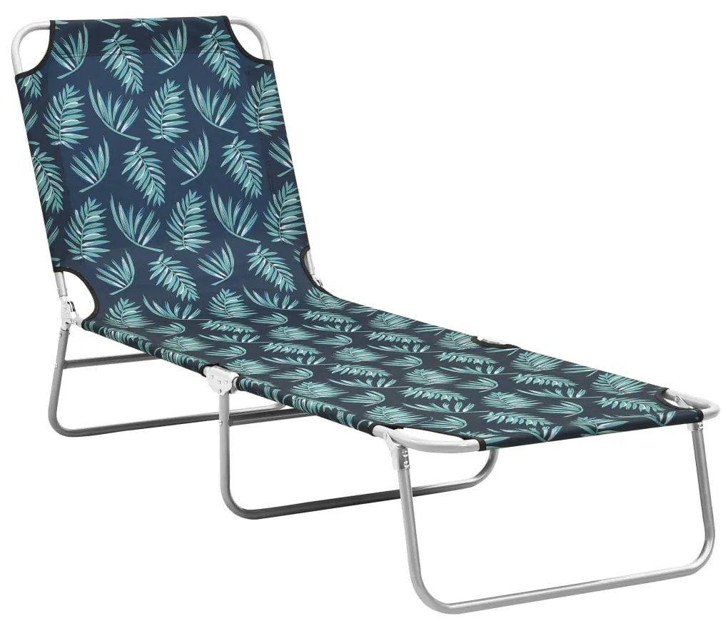 310331 vidaXL Сгъваем шезлонг, стомана и текстил, принт на листа