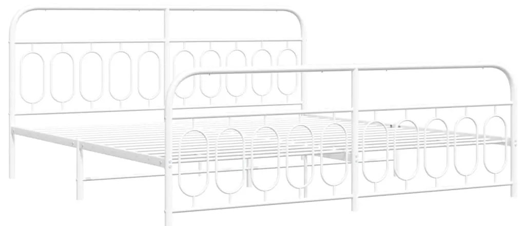 377191 vidaXL Метална рамка за легло с горна и долна табла, бяла, 200x200 см