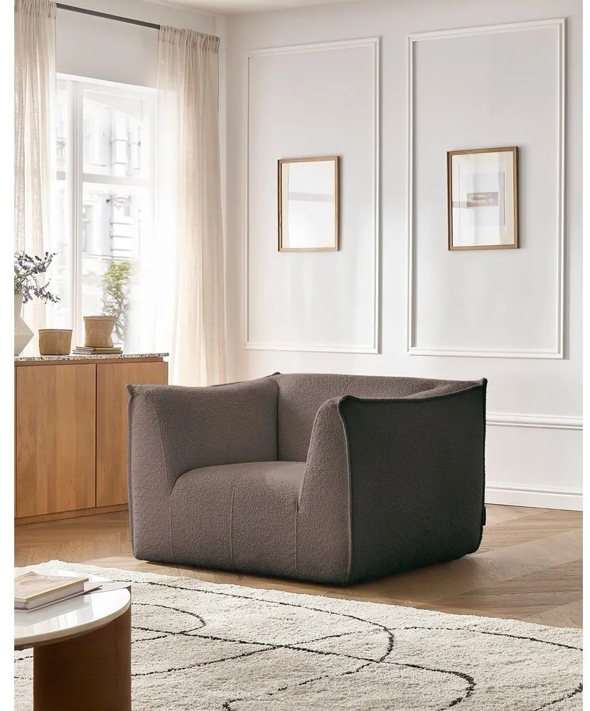 Кафяво кресло от прежда с примки от букле Giorgia – Bobochic Paris