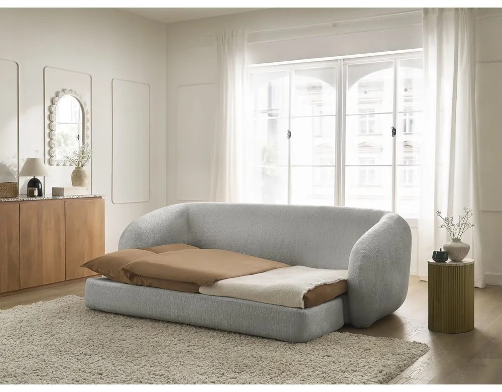 Светлосив шенилов сгъваем диван 228 cm Neyo – Bobochic Paris