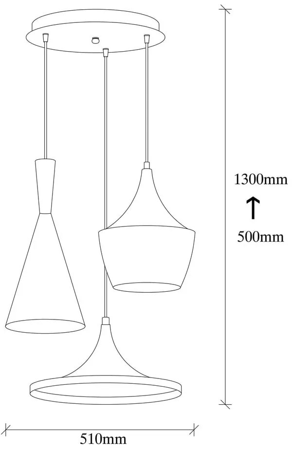 Черна висяща лампа за 3 крушки Elmas - Opviq lights