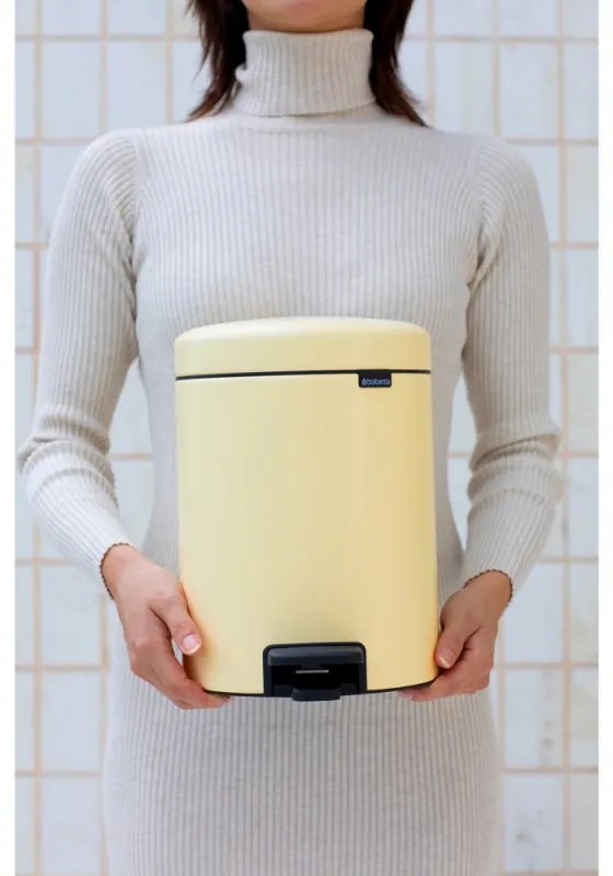 Кош за боклук с педал Brabantia NewIcon 1008844, 12 л, Плавно затваряне, Противоплъзгаща основа, Жълт