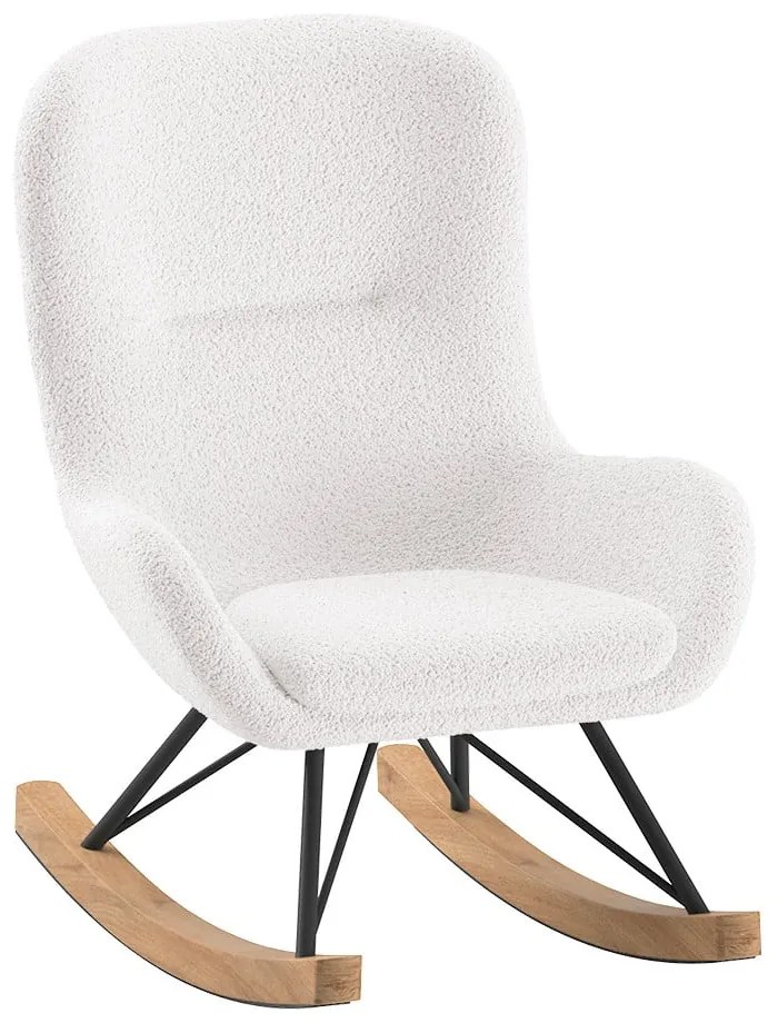 Бял люлеещ се детски стол от плат букле ROCKY – Vipack