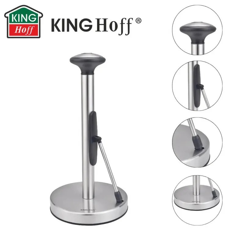 Поставка за кухненска хартия Kinghoff KH 1955, 36.5 см, Неръждаема стомана, Сребрист