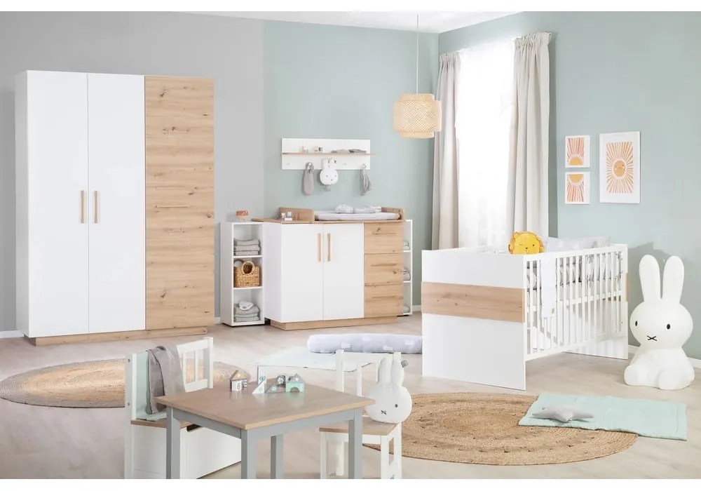 Детско легло в бял и естествен цвят 70x140 cm Lion - Roba