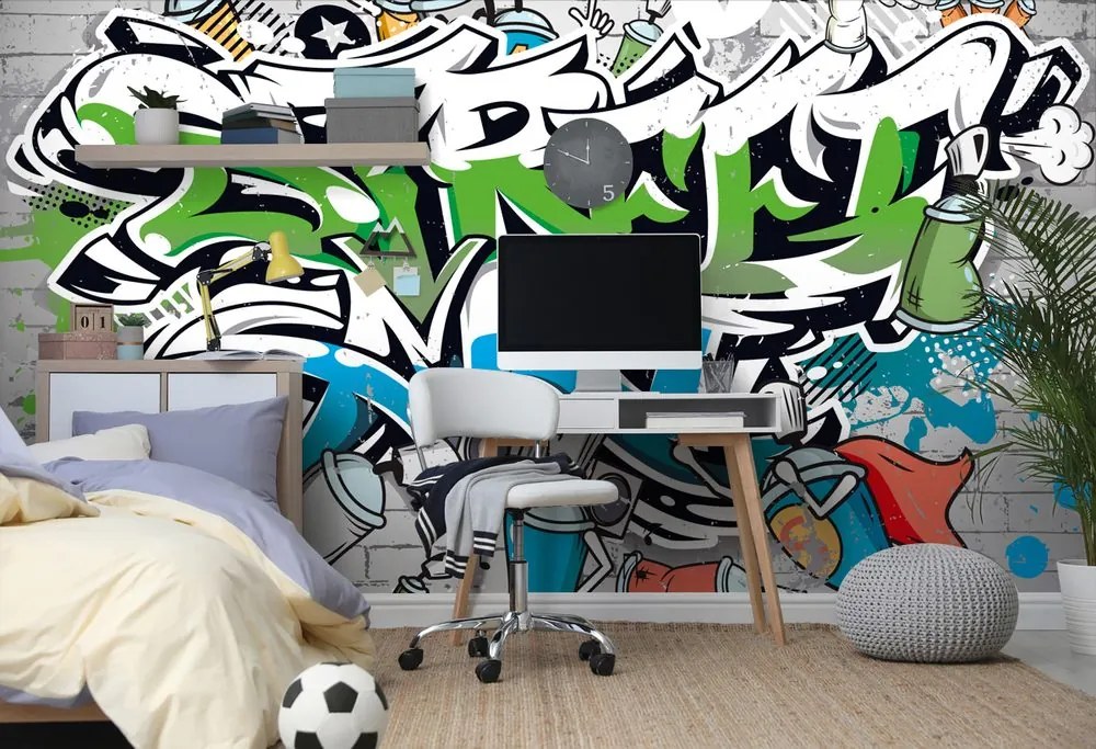 Самозалепващ тапет – Весел Street Art надпис със спрейове