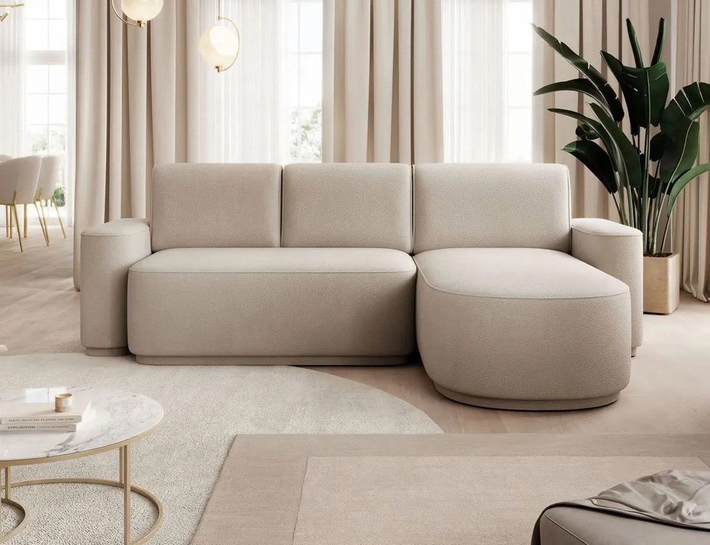 Ъглов диван Luxora-Бежов-вдясно