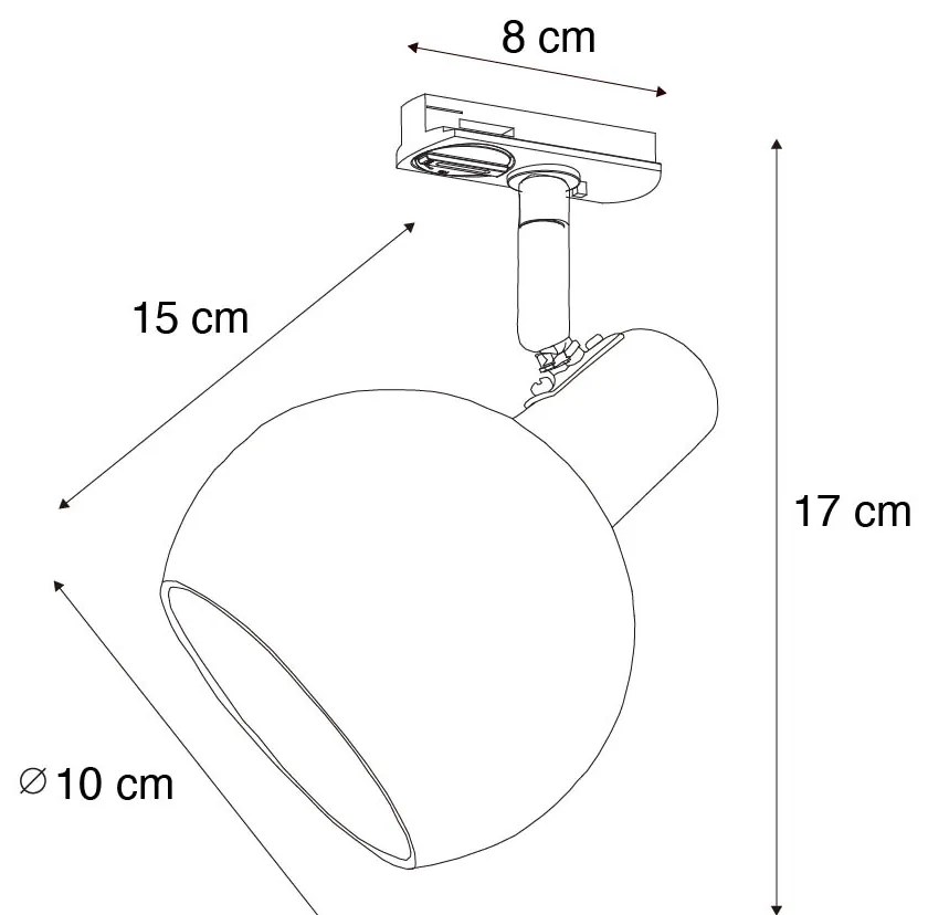 Модерен черен прожектор за 1-фазна релсова система - Iconic Lava