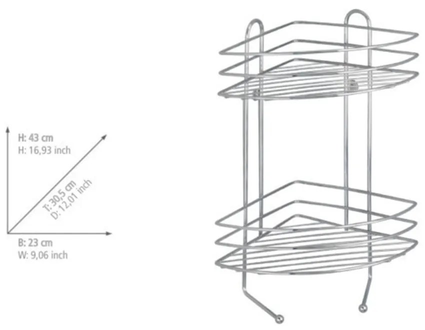 Ексклузивен двуетажен хромиран ъглов стенен рафт - Wenko