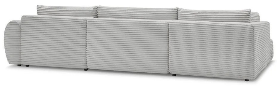 Светлосив разтегателен ъглов диван от рипсено кадифе (десен ъгъл/"U" форма) Lucien – Bobochic Paris