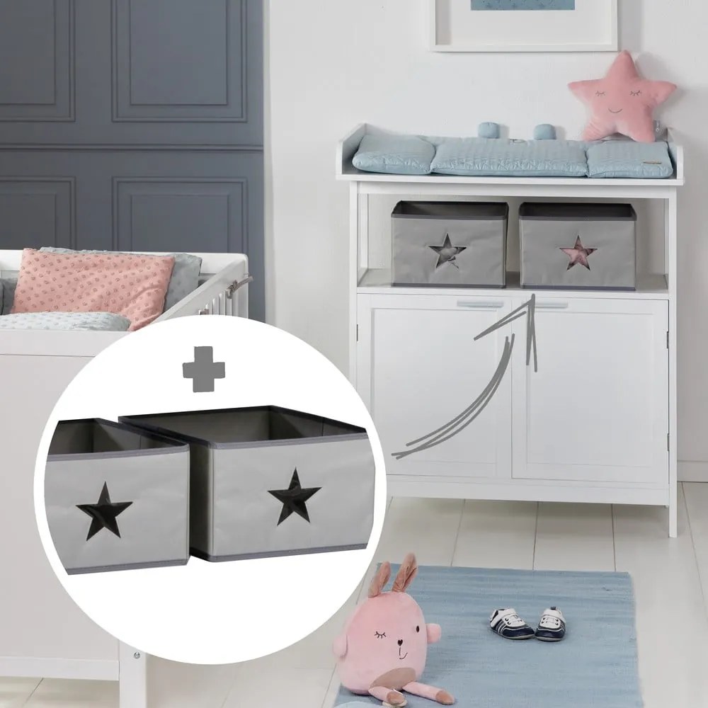 Сив детски скрин с маса за преповиване 87x100x75 cm Hamburg – Roba