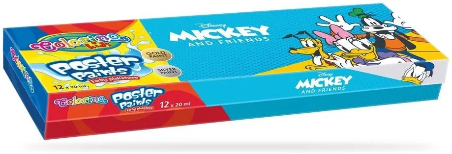 Colorino - Disney Mickey and Friends Темперни бои 12 цв.+златно и сребърно 20 мл