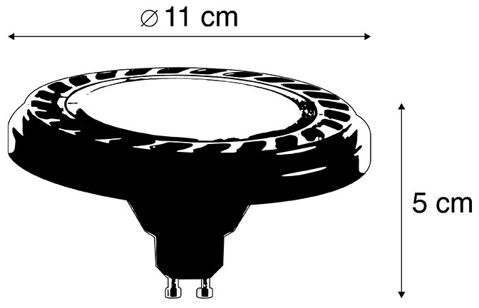 GU10 Димируема LED AR111 Черна 8W 600lm 2700K