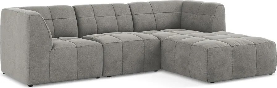 Сив кадифен ъглов диван (десен ъгъл) Aloha – Makamii