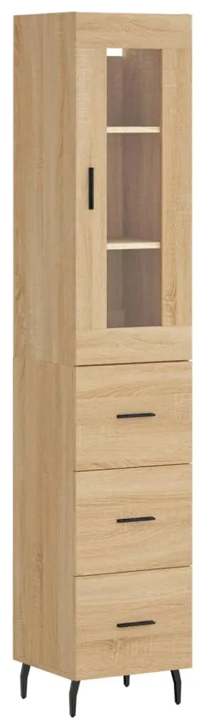3199252 vidaXL Висок шкаф, сонома дъб, 34,5x34x180 см, инженерно дърво