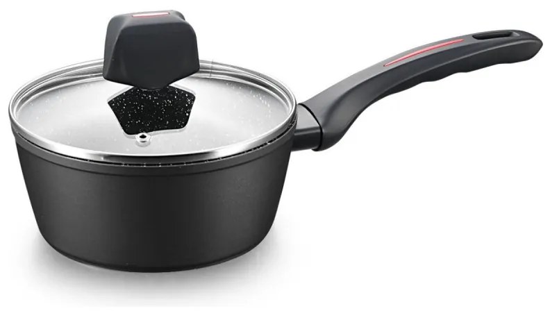 Касерола с капак Royalty Line RL-FSN18, 18 см, 1.8 л, Гранитно покритие, Индукция, Черен