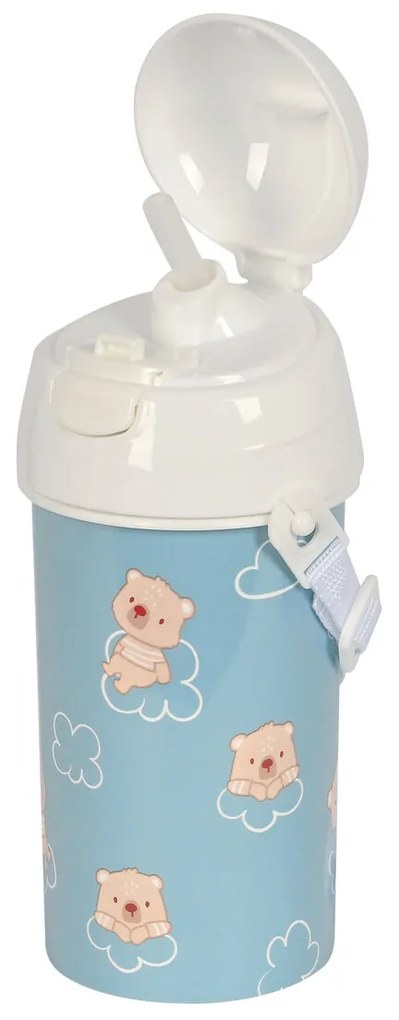 Бутилка с Капак и Сламка Safta Baby bear Син PVC 500 ml