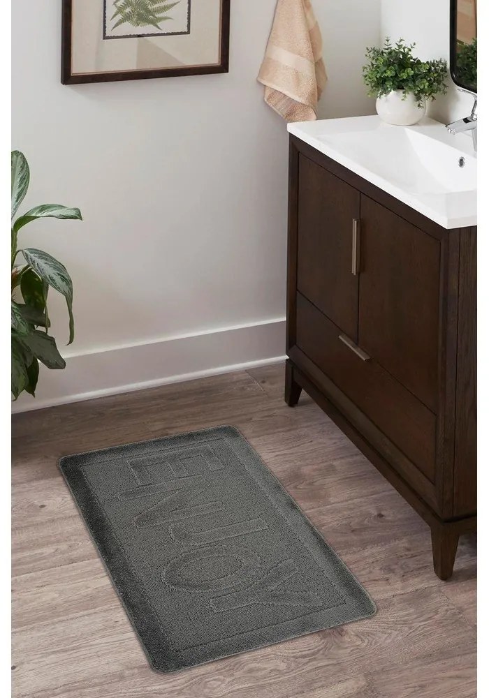 Антрацитен килим за баня 60x100 cm Enjoy – Foutastic