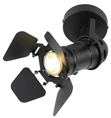 Индустриален студиен прожектор черен GU10 с клапи - Movie
