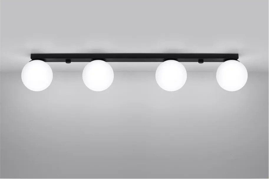 Черно осветително тяло за таван със стъклен абажур ø 12 cm Umerta – Sollux