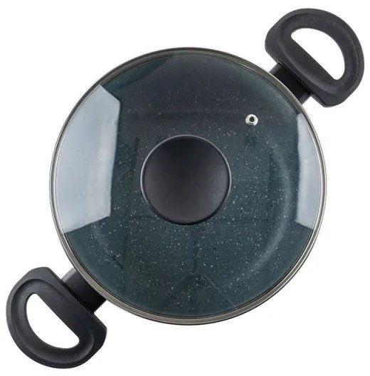 Дълбока тенджера Luigi Ferrero Prima FR-2245D, 22x13 см, 4.5 л, Незалепващо покритие с мраморен ефект, Индукция, Стъклен капак с отвор, Тъмносин