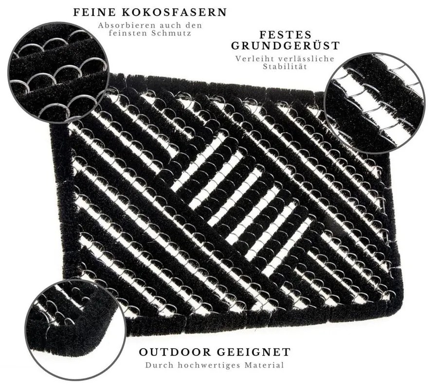 Изтривалка от кокосови влакна 45x75 cm Coco Black – Hanse Home